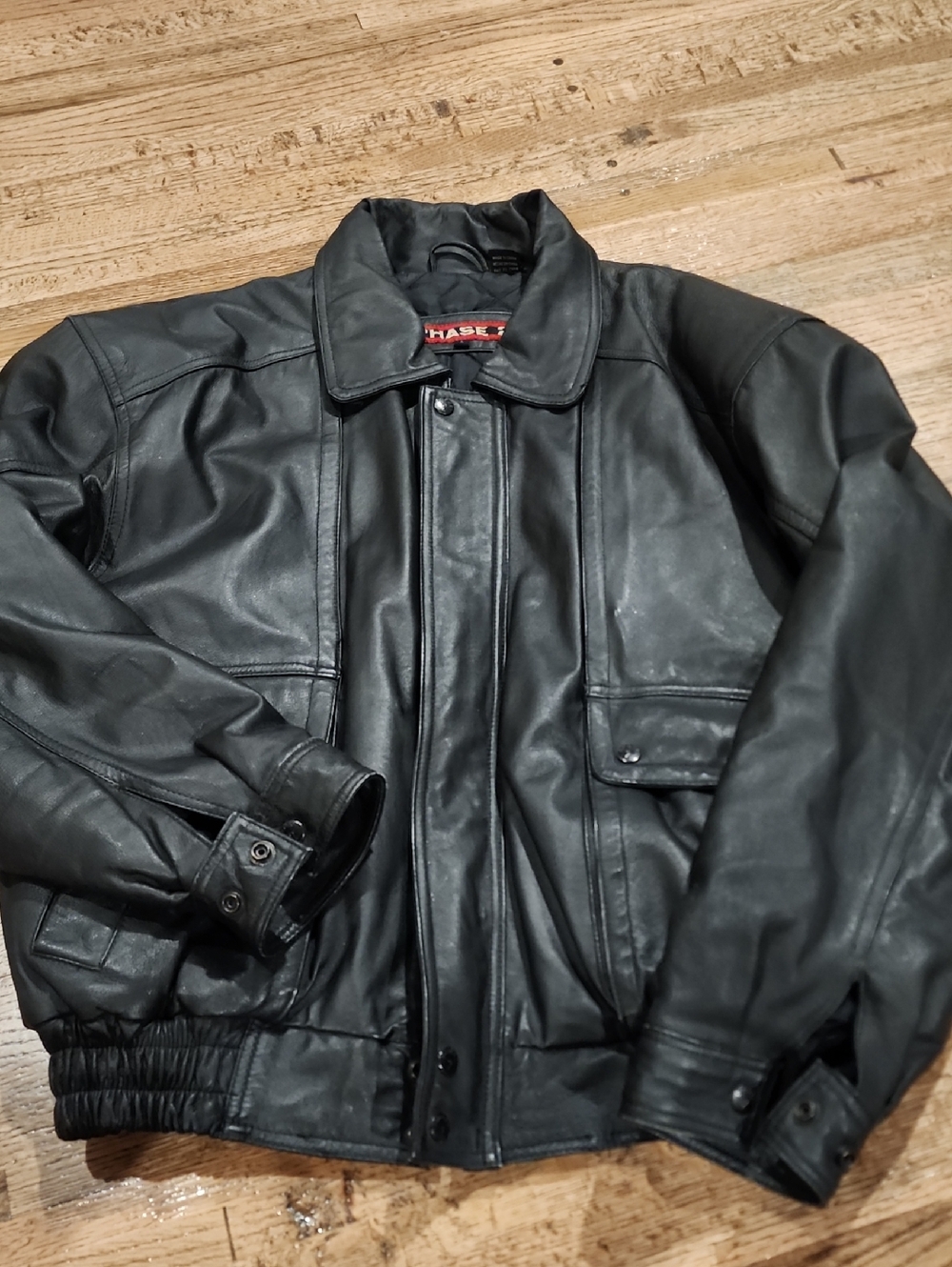Vontage Phase 2 Black Leather Bomber Jacket